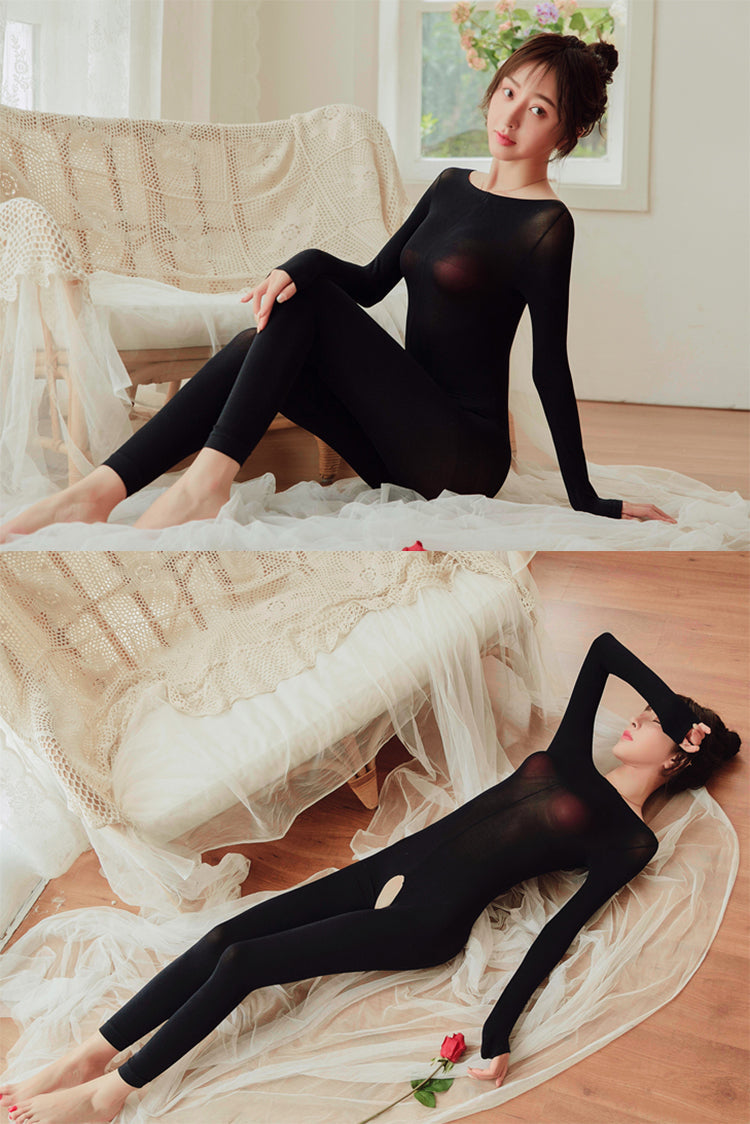 High Density 120D Comfortable Crotchless Bodystocking Support Plus Size - Ling lingerie