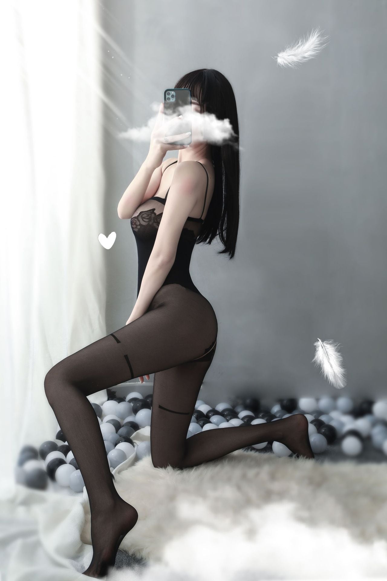 Rose Print Suspender Crotchless Bodystocking - Ling lingerie