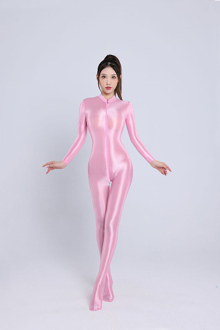 Shiny Spandex Lycra Solid Color Fetish Crotchless Zentai Catsuit