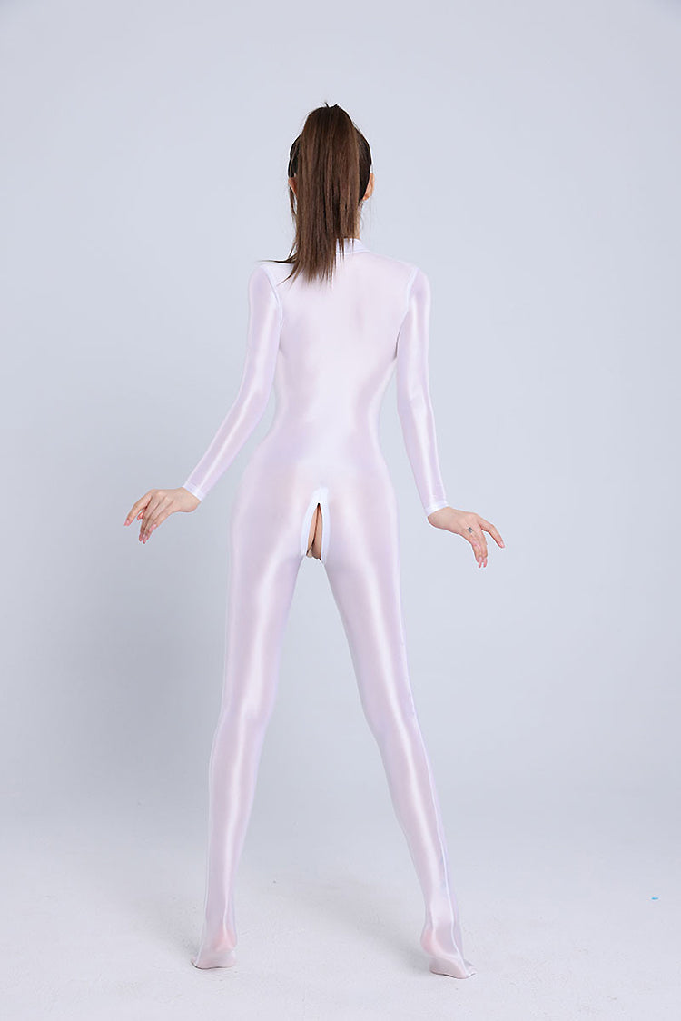 Shiny Spandex Lycra Solid Color Fetish Crotchless Zentai Catsuit