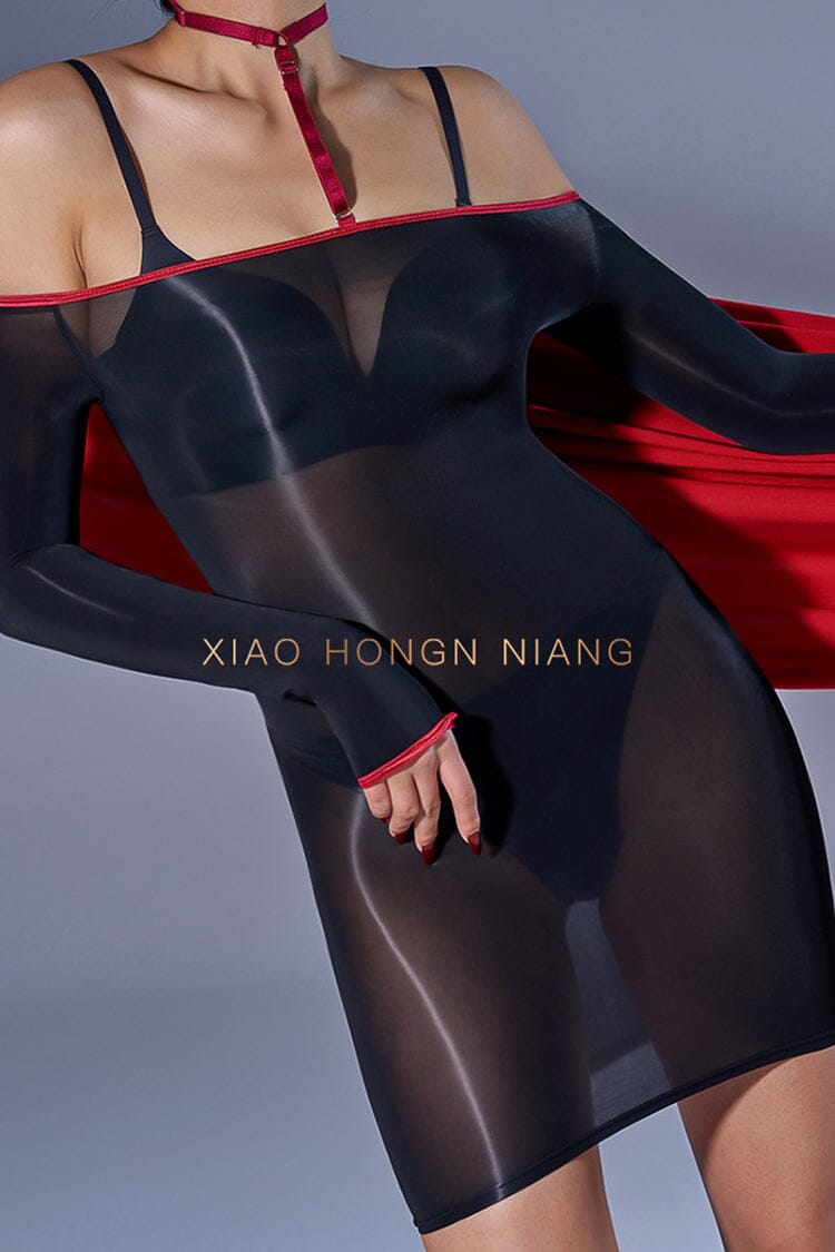 [Sexy] Ultra Sheer High Density Off Shoulder Seamless Fetish Long Sleeve Bodystocking Support Plus Size