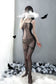 Lace straps bow print ultra-thin crotchless bodystocking - Ling lingerie