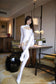 [Lure] Shiny Spandex Lycra Solid Color Long Sleeve Decollete Bodysuit With Stockings
