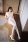 [Lure] Shiny Spandex Lycra Solid Color Long Sleeve Decollete Bodysuit With Stockings