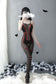 Retro Red Bow Print Crotchless Bodystocking - Ling lingerie