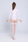 Shiny Spandex Lycra Solid Color Long Sleeve Bodysuit With Stockings