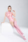Shiny Spandex Lycra Solid Color Bandage Bodycon Bodysuit With Stockings