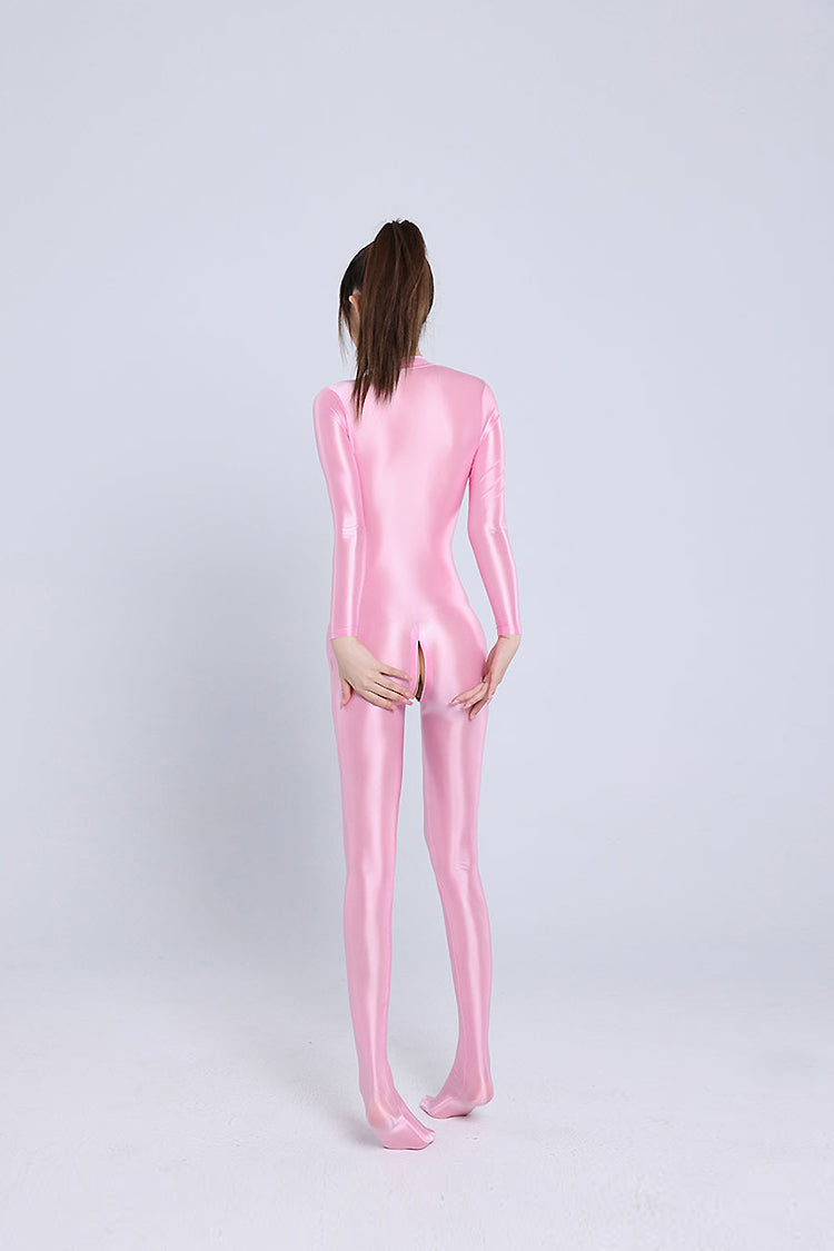 Shiny Spandex Lycra Solid Color Fetish Crotchless Zentai Catsuit