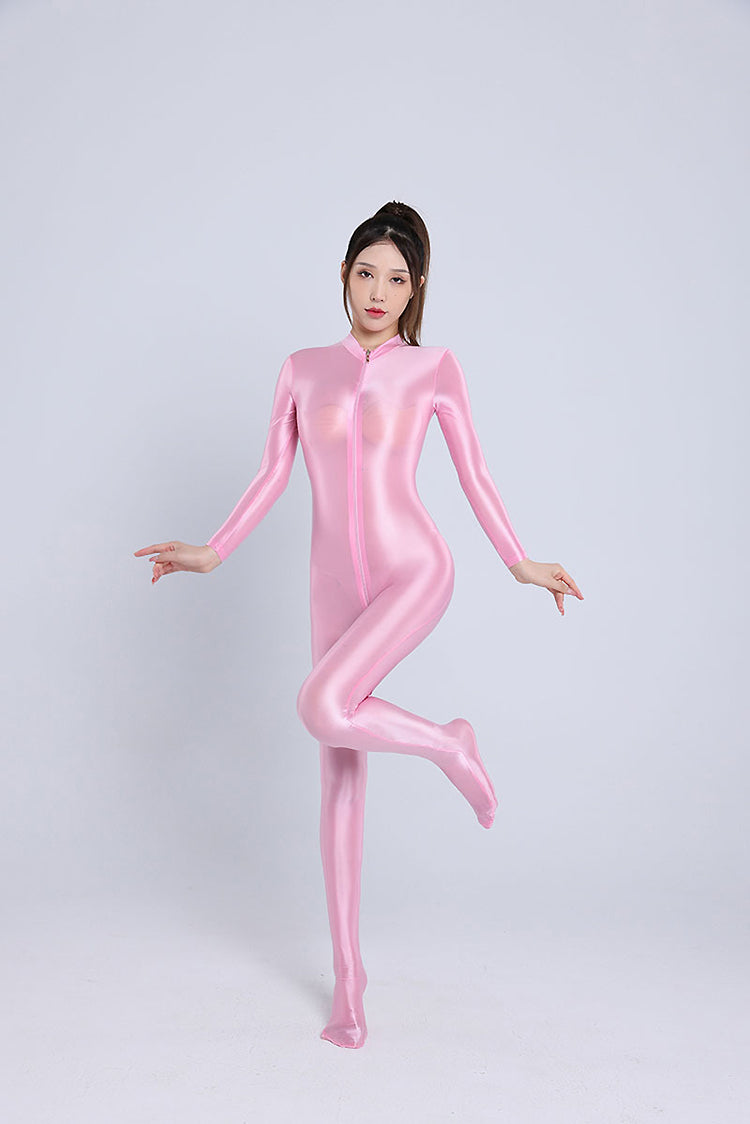 Shiny Spandex Lycra Solid Color Fetish Crotchless Zentai Catsuit
