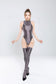 Shiny Spandex Lycra Solid Color Sleeveless Bodysuit With Stockings