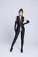 Shiny Spandex Lycra Solid Color Sleeveless Unitard Bodysuit With Gloves