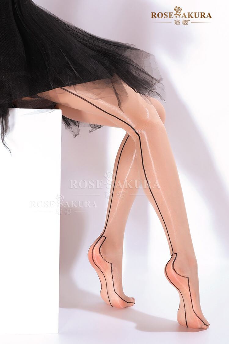 Silky Glossy Retro Jacquard Seamed Crotchless Pantyhose