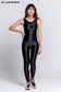 Solid Color Glossy One Piece Workout Seamless Leggings Jumpsuit